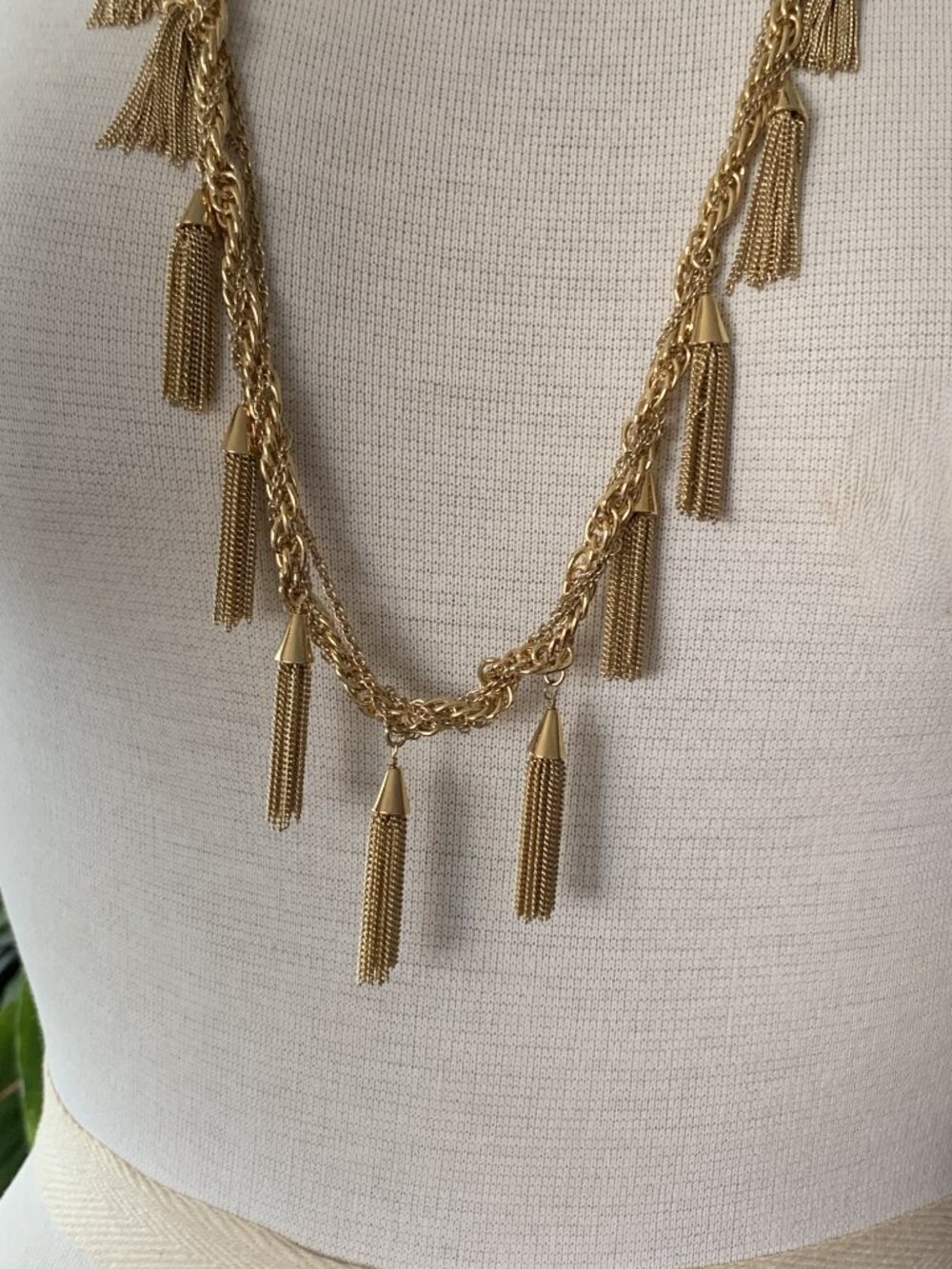 Ann Taylor Haute Tassels Gold Tone Necklace – 29" Long – Original Pouch Included - Picture 2 of 10